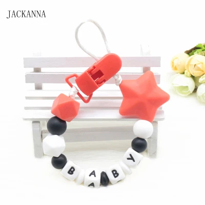 Customized Name Baby Pacifier Chain DIY Soother Chain BPA Free Newborn Attache Sucette Silicone Baby Pacifier Clips Holder Chain - Цвет: 8