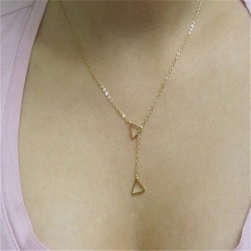 10PCS_New Triangle Necklace Two Triangles Crosses Necklace Double