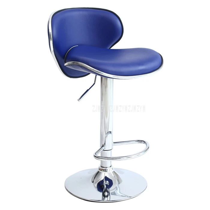 Нержавеющая сталь поворотный барный стул на стойке вращающийся 58-78 см регулируемая высота высокий барный стул со спинкой Мягкая Подушка - Цвет: Синий