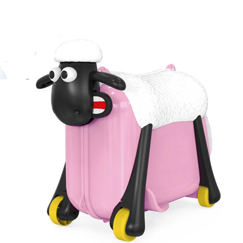 Letrend Cute Cartoon Children Motorcycle Rolling Luggage Trolley Suitcases Wheels Travel Bag Student Girl Boy Baby Ride Trunk