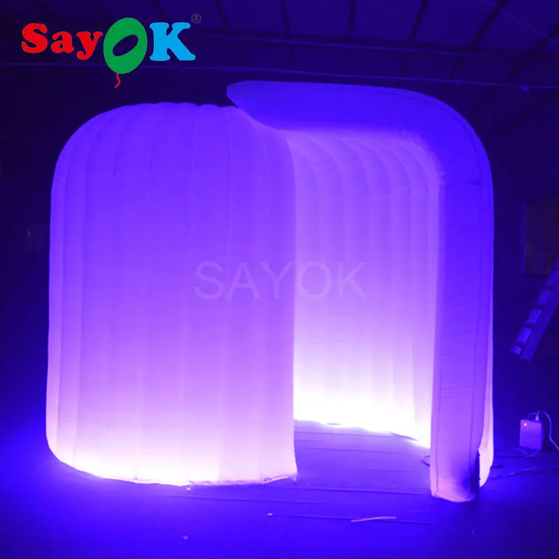 3*2*2.3mh Inflatable Igloo Photo Booth With Led Light Strip Changeable