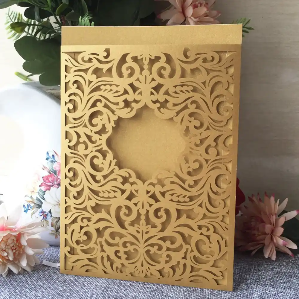 50pcs Lot Pocket Design Wedding Invitations Laser Cut Wedding Card Indian Style Birthday Party Invitations Greeting Gift Card Cards Invitations Aliexpress