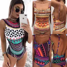 Ретро цельный купальный костюм, сексуальная купальная одежда, женский купальный костюм, купальник, Винтажная летняя пляжная одежда, бандажный монокини с принтом, купальный костюм