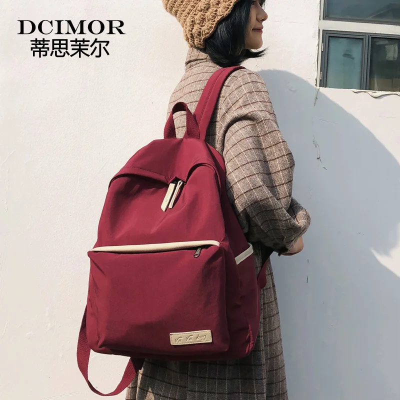 

DCIMOR New Solid Color waterproof nylon Backpacks Women School Backpack for Teenage Girls Travel bag Female Mochilas Student Bag