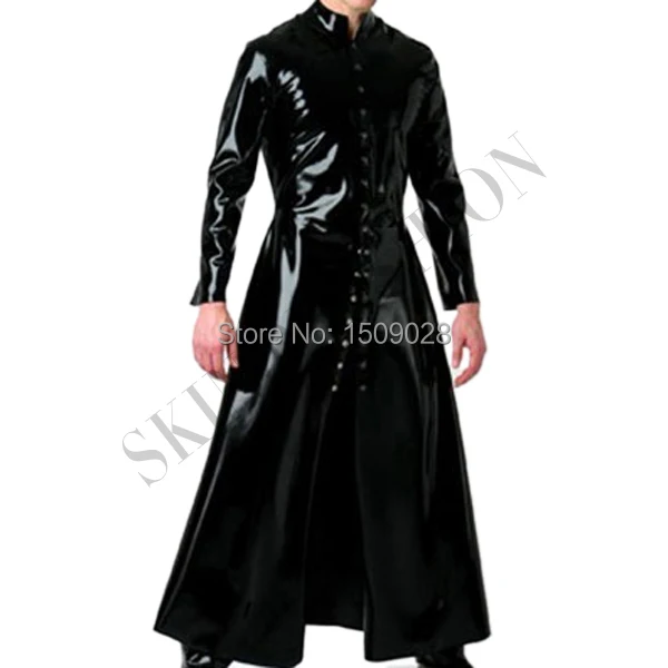 

Free shipping!!! Latex rubber fashions men wind coat