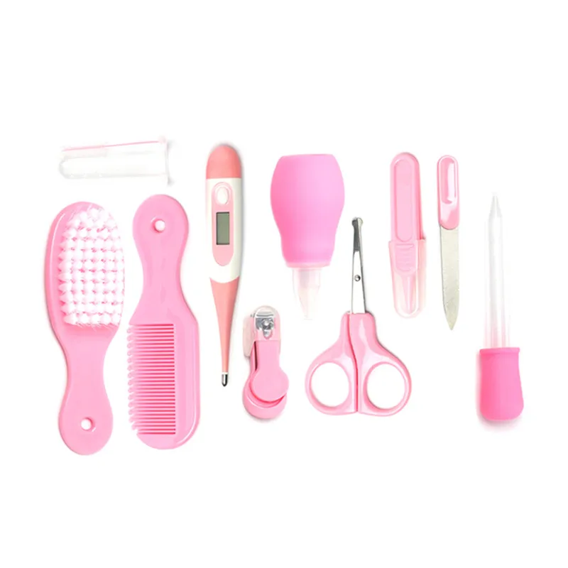 

10Pcs/Set Newborn Baby Nail Hair Health Care Set Kids Safety Portable Thermometer Nail Clippers Grooming Brush Tool Kits