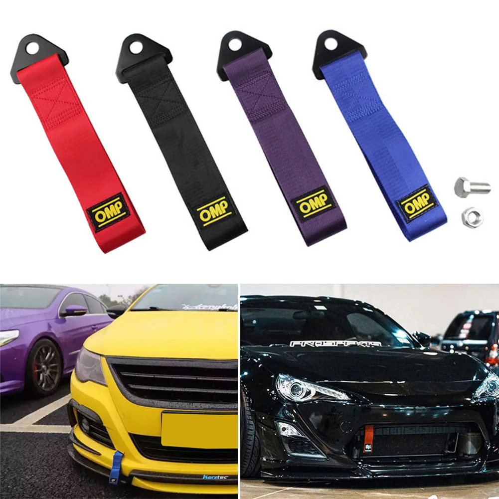 8-12 مللي متر سحب هوك Tow Strap وضعت سباق عالية القوة مقطورة سيارة حبل الرياضية الأحمر للمركبة الجبهة الخلفية الوفير