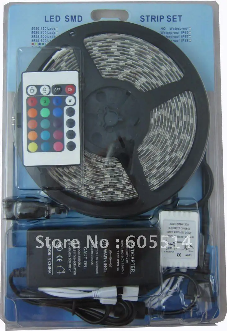 [Семь Neon] водонепроницаемый 300 Светодиодов 5050 SMD RGB Led 24 ключей ИК-пульт + 12 В 7А