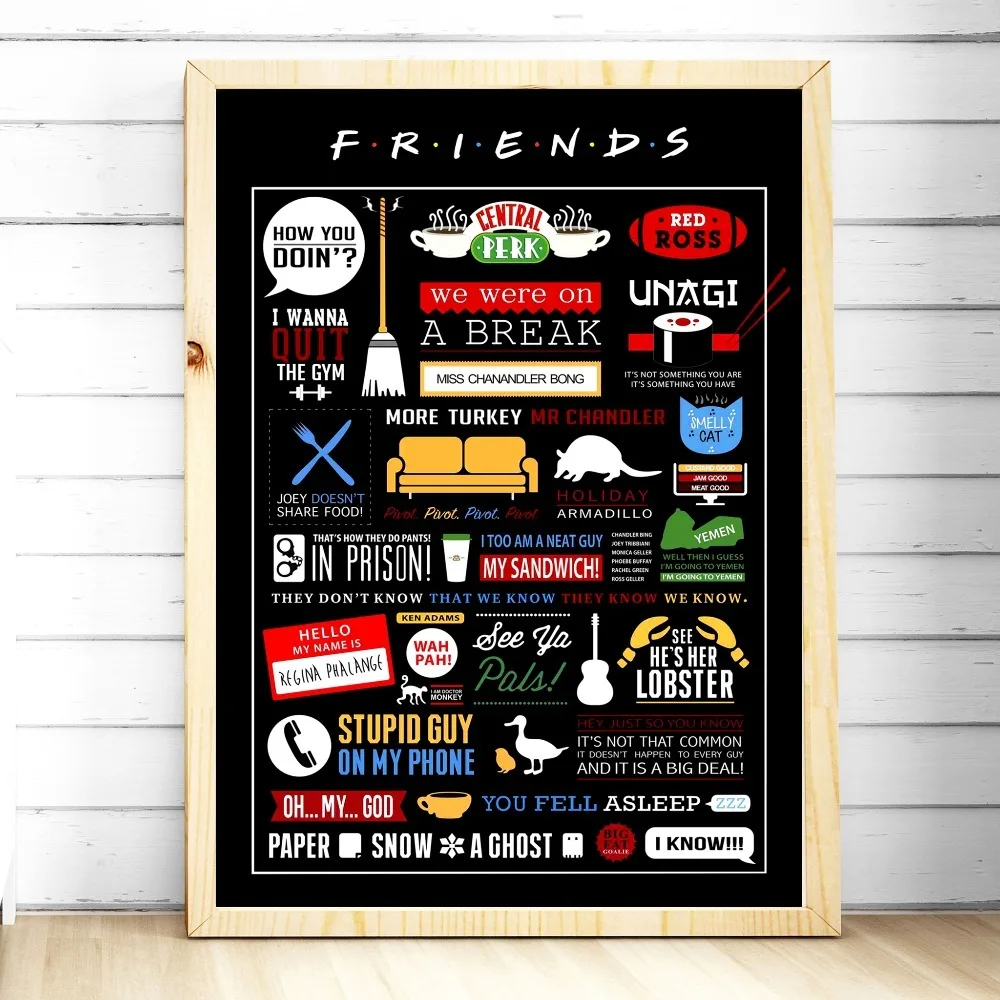Friends TV Show Classic Quote Posters and Prints Wall art Decorative
