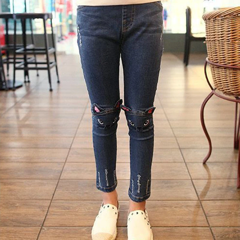 

Autumn Spring Girls Jeans 2017 New Cat Pattern Kids Jeans for Girls High Quality 2 3 4 5 6 7 8 Year Children Pants