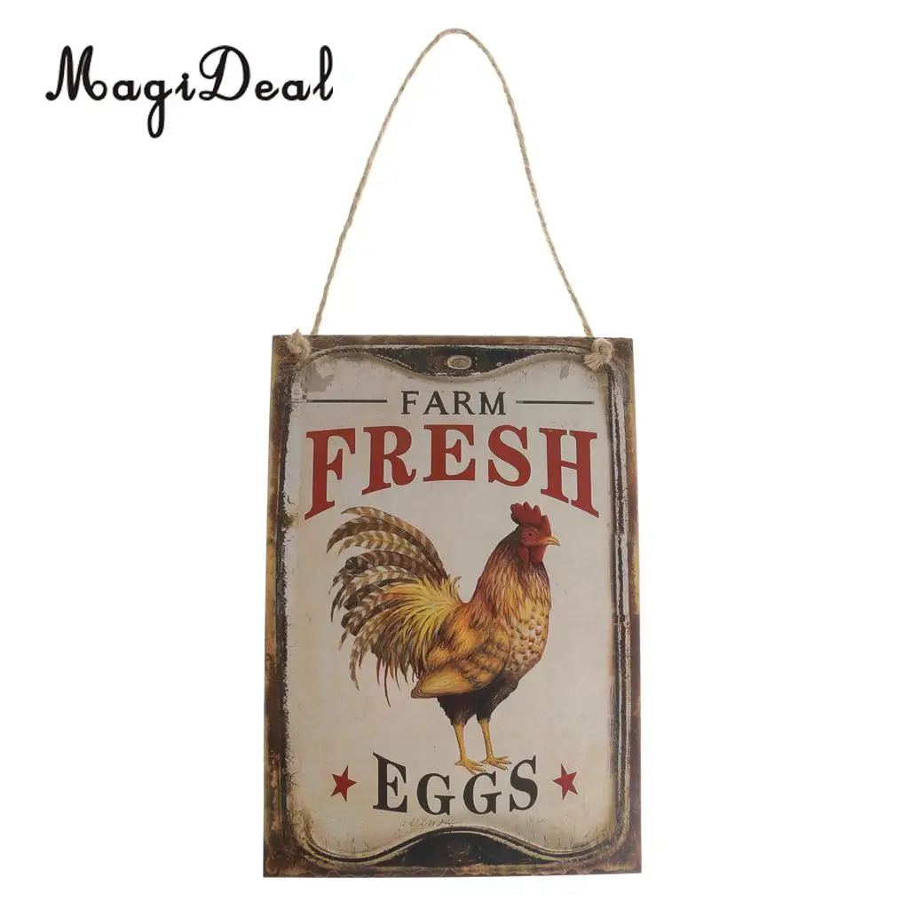Country Style Farm Fresh Eggs Wooden Plank Sign Chicken Coop Wall Hanging Board Decorations