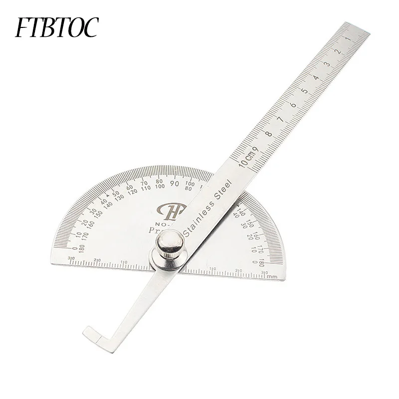 FTBTOC 1pc Stainless Steel Protractor Finder Rotary Angle Square Ruler 180 Degree Tool 10cm For Woodworking Measuring | Инструменты
