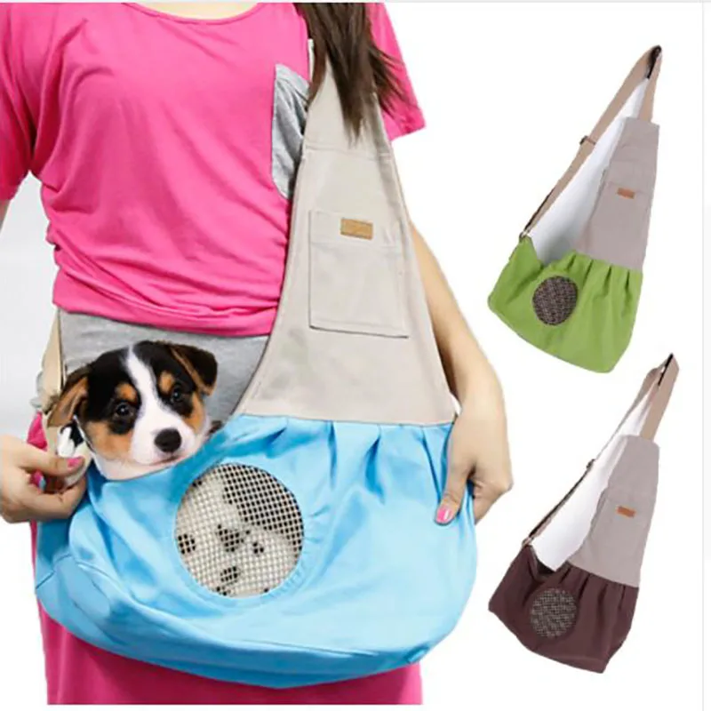 Portable Foldable Dogs Carrying Bags Canvas Breathable Slings Handbags