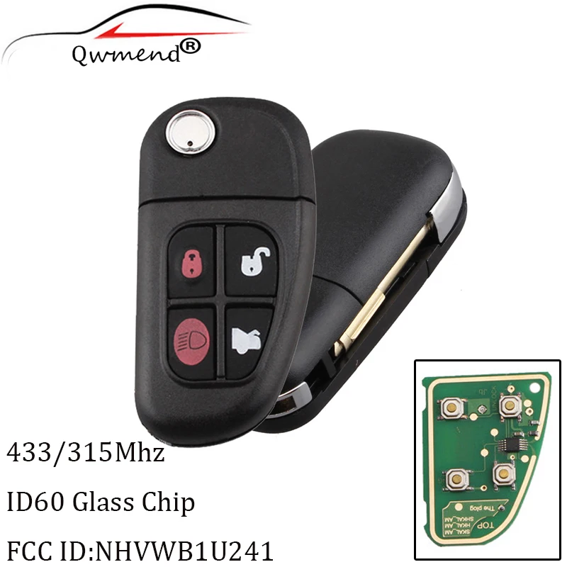 Автомобильный Выкидной дистанционный ключ QWMEND 4 Bottons для Jaguar X-Type S 1999-2009 XJ XJR 2002-2008