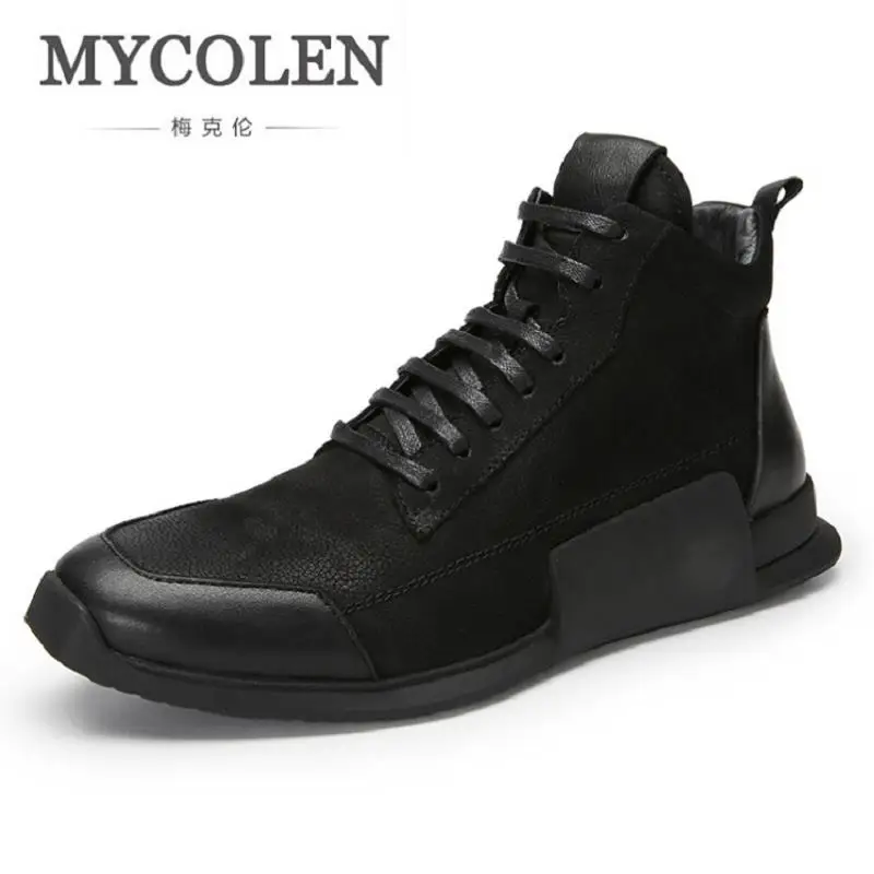 

MYCOLEN Newly Man Fashion Casual Shoes Leather Soft Spring Autumn Student Youth Trend Shoes Black men sneakers zapato hombre