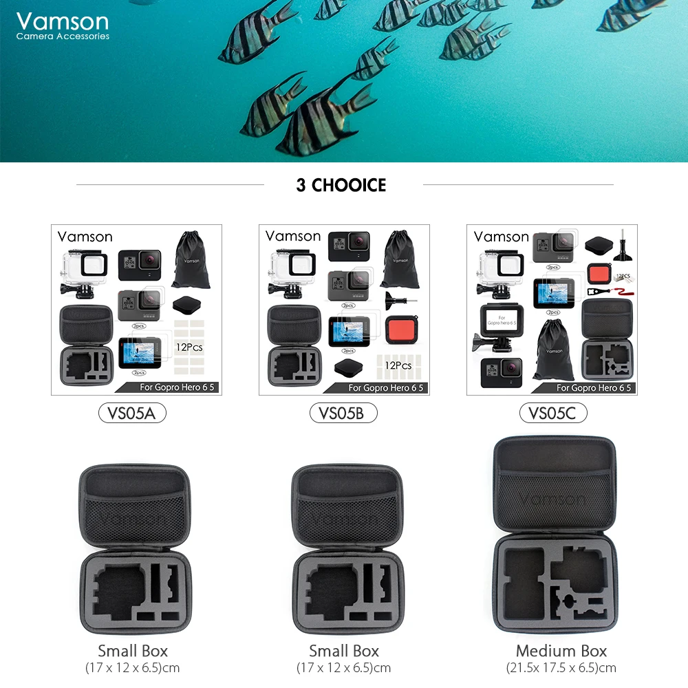 Комплект аксессуаров Vamson для Gopro Hero 7 6 5 протектор экрана/протектор объектива