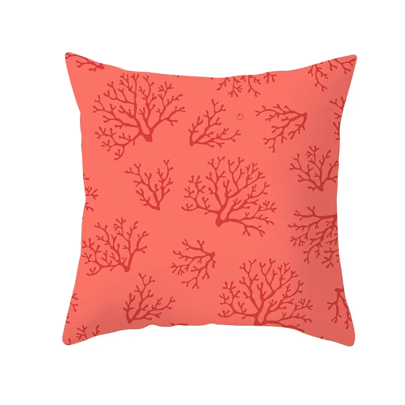 Lychee Coral Series Printed Pattern Pillow Cases Colorful Polyester Peachskin 45x45cm Pillow Cases For Bedroom Home Office