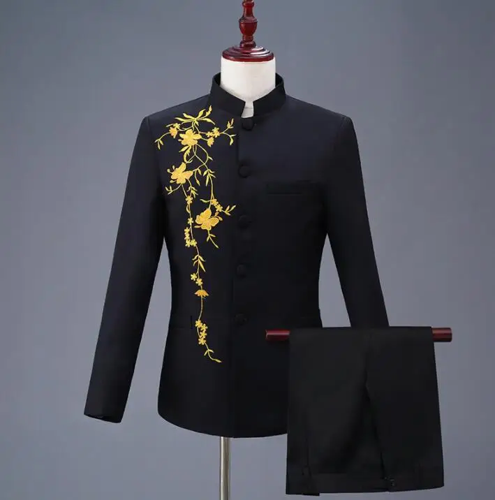 Китайский костюм-туника мужские дизайнерские костюмы masculino homme terno Сценические костюмы для певцов куртка мужской блейзер танцевальное платье белый