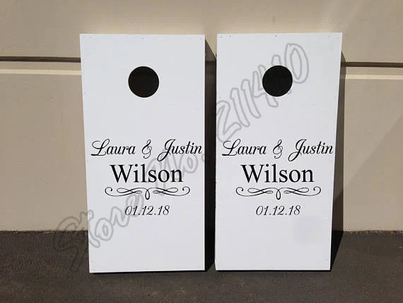 

2 pcsCustom Wedding Corn Hole Decals Wedding Stickers Corn hole Game Decal Wall Stickers Poster Personalized Wall Decal B294