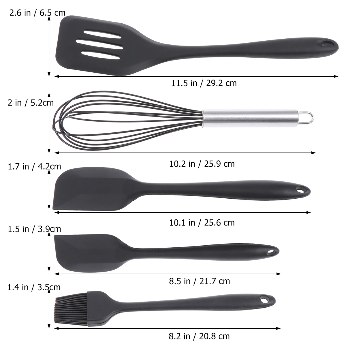 5pcs Silicone Baking Utensil Set Cooking Tools Cookware Kitchen Gadgets Cooking Spatula Turner Mixing Spoon Slotted Spoon Ladle