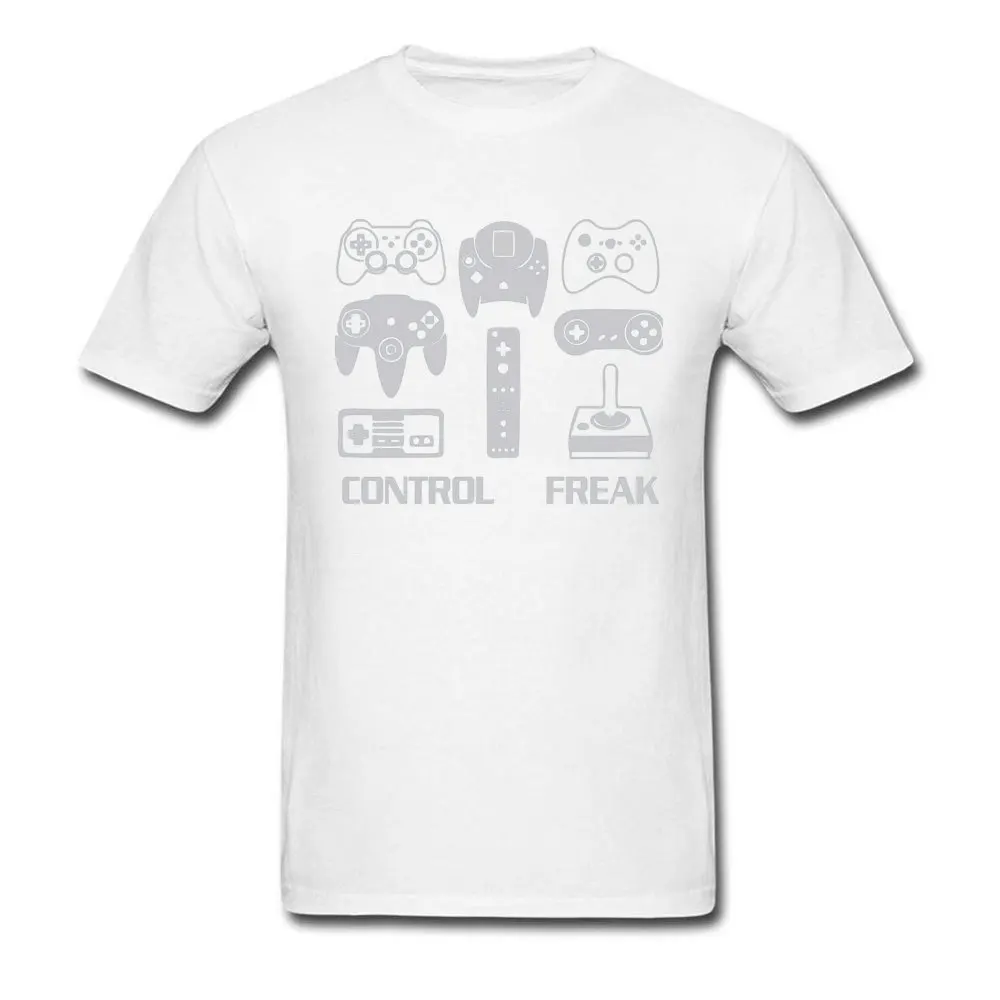 3D Printed O-Neck Top T-shirts Summer Tops & Tees Short Sleeve 2018 Newest 100% Cotton Print Tees Printed On Man Funny Video Game Control Freak 18996 white