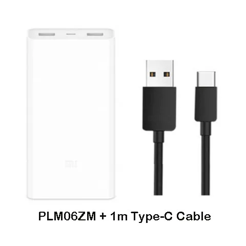 Xiao mi power Bank 20000 мАч 2C портативный аккумулятор mi внешний аккумулятор power bank 20000 мАч поддержка QC3.0 Dual USB для мобильных телефонов - Цвет: 2C Add Type-c cable