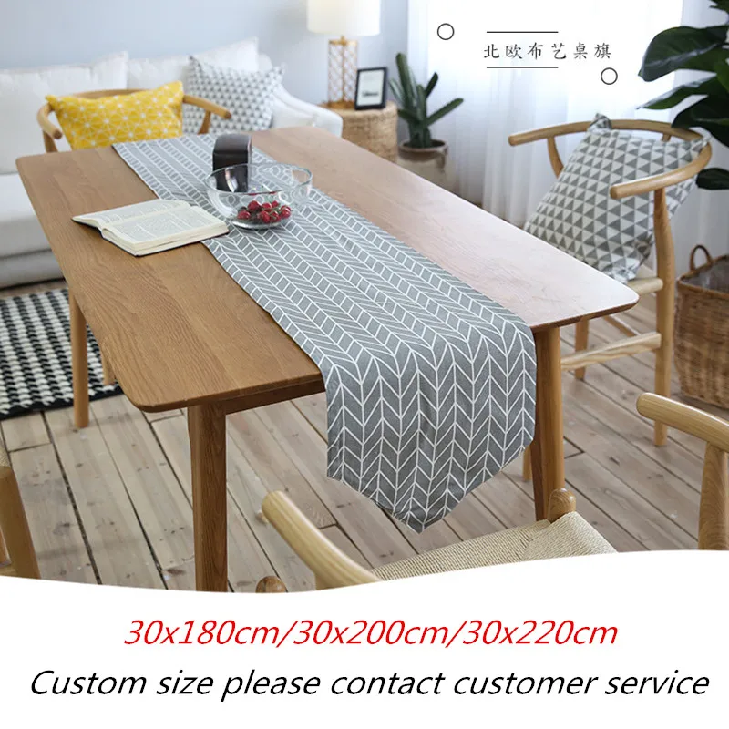 

Geometric Nordic Table Runner Tablecloth Cover Fabric Digital Print Cotton linen for TV living room hotel wedding office store