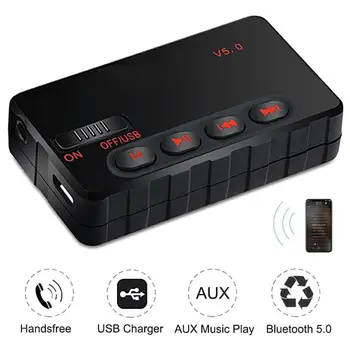 

EC8 Car Bluetooth 5.0 Receiver Transmitter Adapter USB AUX Audio Music Player Adapter Support AUX USB Music Play