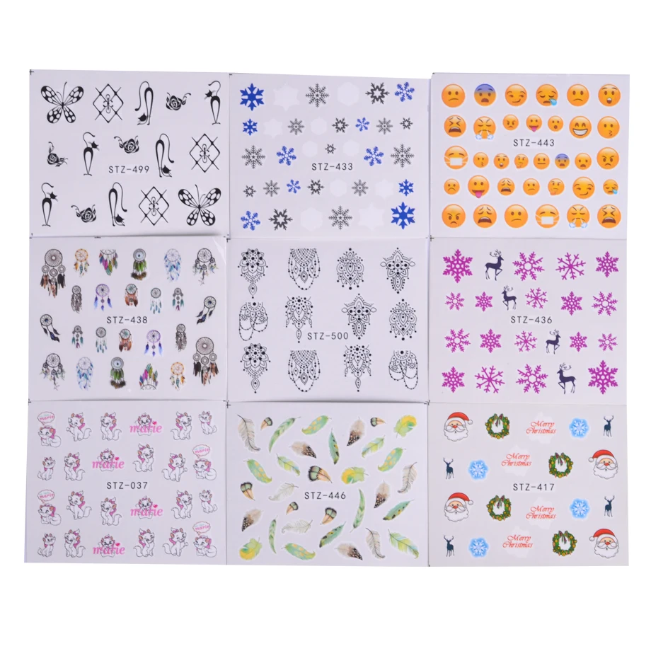 Полная красота 50 шт. переводные наклейки для ногтей смешанный дизайн украшения для ногтей цветной штамп случайные рождественские наклейки Наборы CHM50