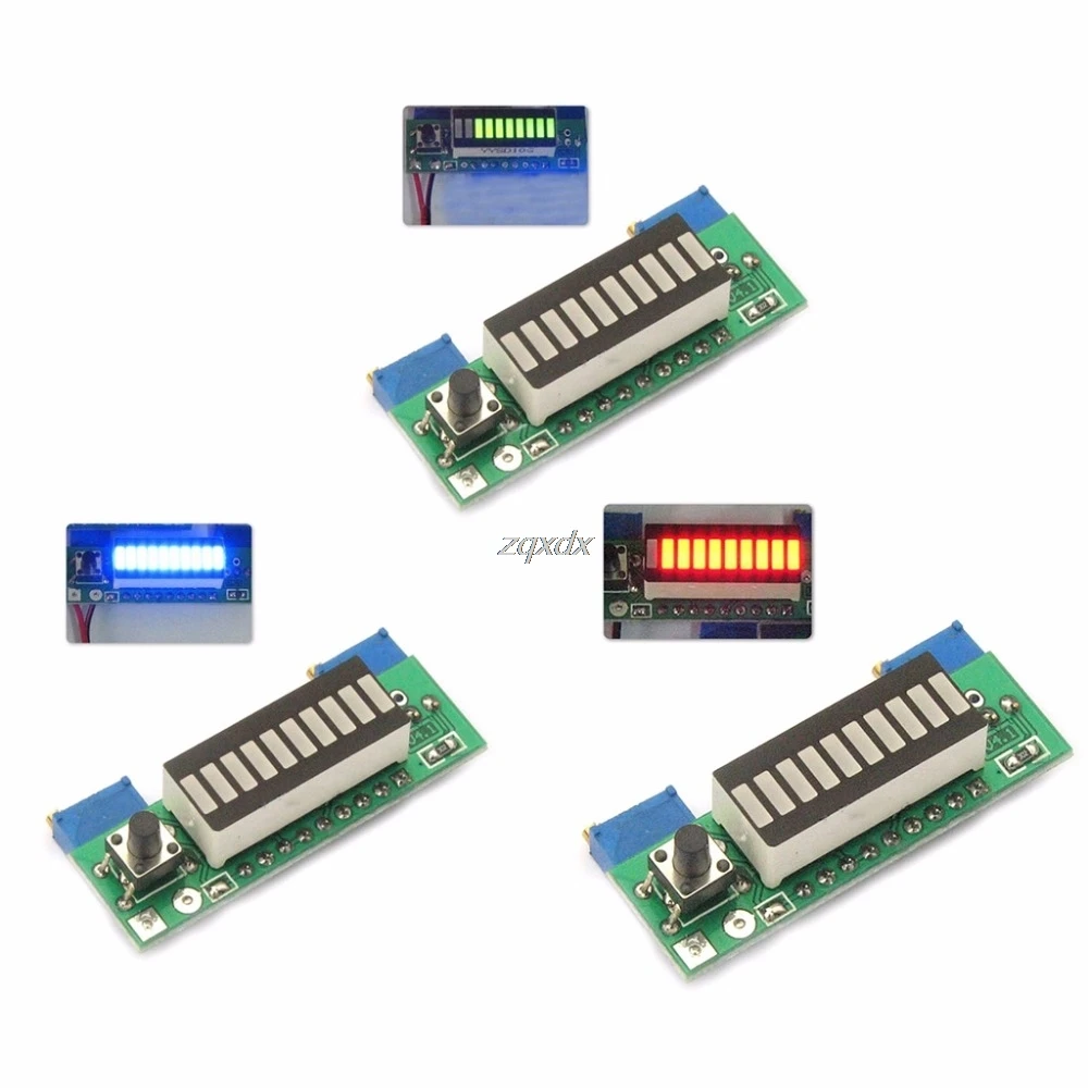 Nivel de potencia de capacidad de la batería LM3914 Azul LED indicador de batería de Li-Ion 3.7V
