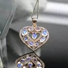 Натуральный лунный камень кулон S925 Серебро природный камень кулон Цепочки и ожерелья Модный Романтический Сердце Персик женщины ребенок вечерние украшения