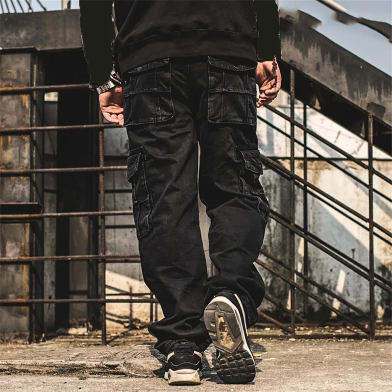 KIMSERE мужские мешковатые хип-хоп карго джинсы брюки свободные тактические джинсовые брюки с несколькими карманами Джинсы для скейтборда размера плюс 30-46