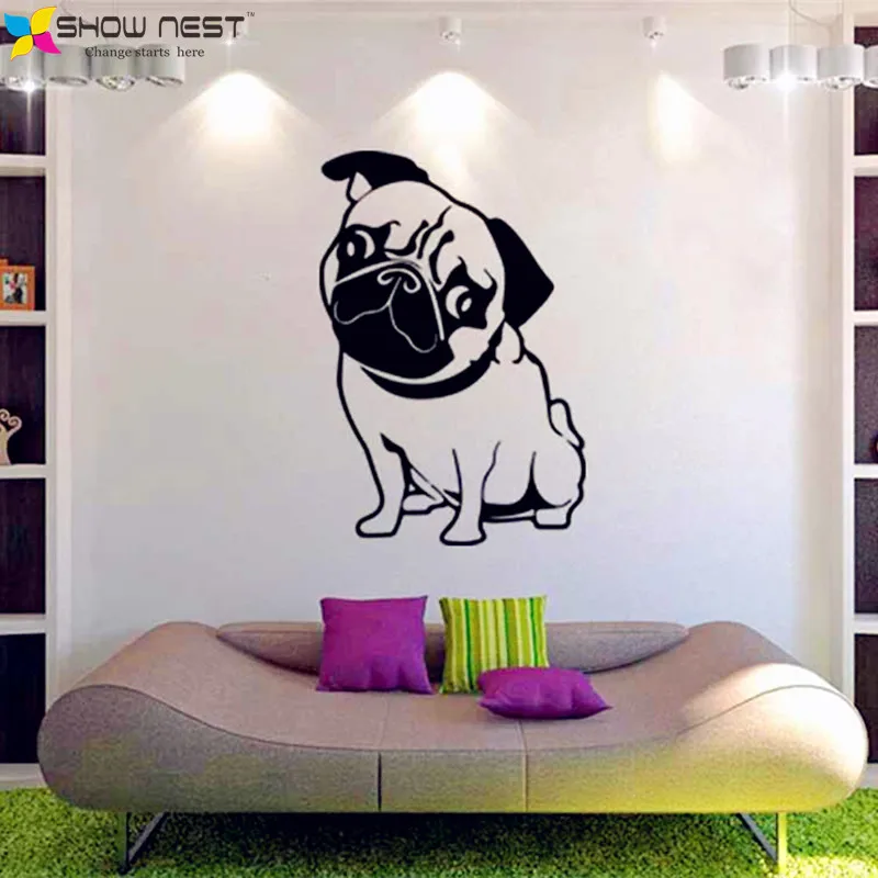 Aliexpress.com : Buy Free Shipping Cute Pug Dog Wall Stickers Home
