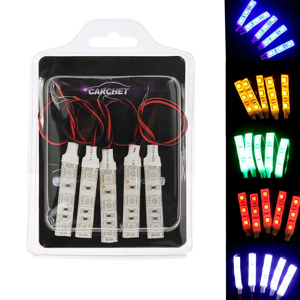 CARCHET 5шт Водонепроницаемый IP65 SMD 5050 3 светодиодные гибкие полосы света лампы 12 В автомобиля-стайлинг DC светодиодные полосы света красный синий белый CARCHET 5шт Водонепроницаемый IP65 SMD 5050 3 светодиодные гибкие полосы света лампы 12 В автомобиля-стайлинг DC светодиодные полосы света красный синий белый