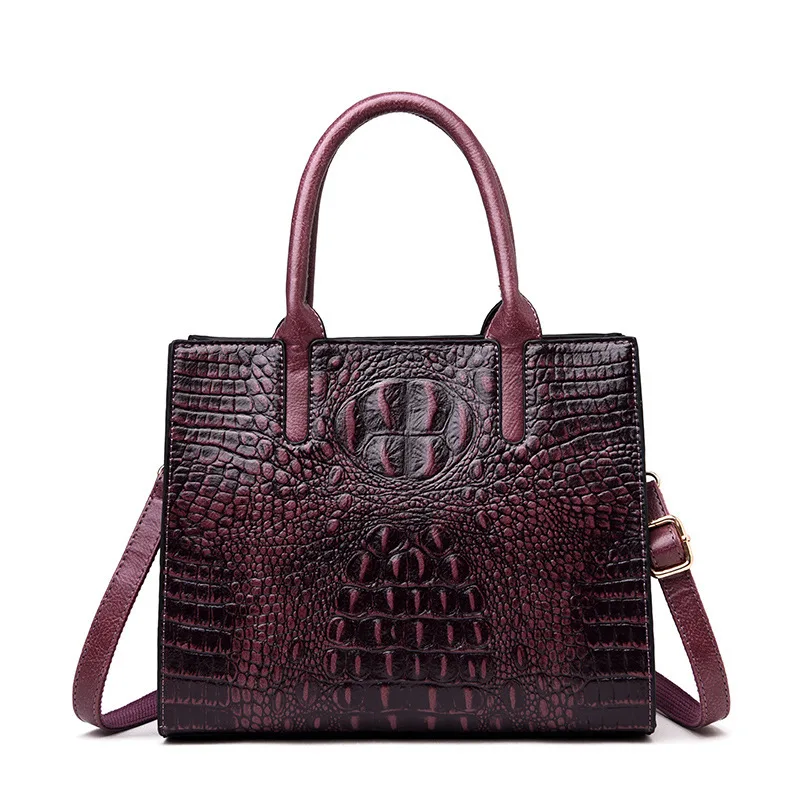 LUYO, винтажная мода, крокодиловая кожа, натуральная кожа, роскошные сумки, женские сумки, дизайнерская женская сумка на плечо, женская сумка - Цвет: Violet