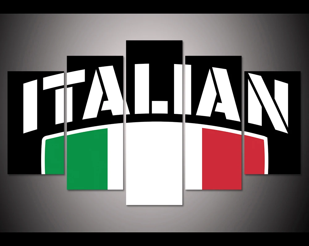 HD print 5 pieces ITALIAN flag canvas wall art print painting for