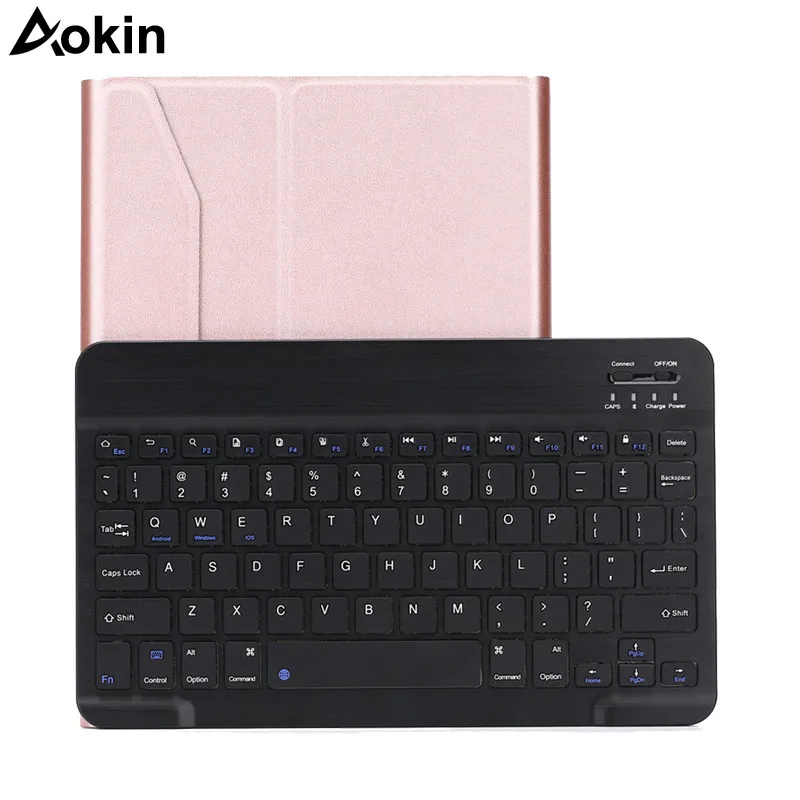 

Aokin Wireless Bluetooth 3.0 Keyboard For Ipad Air 1/2/Pro 9.7/9.7 2017 Iphone Rechargeable Keyboard ABS Leather Case Bracket