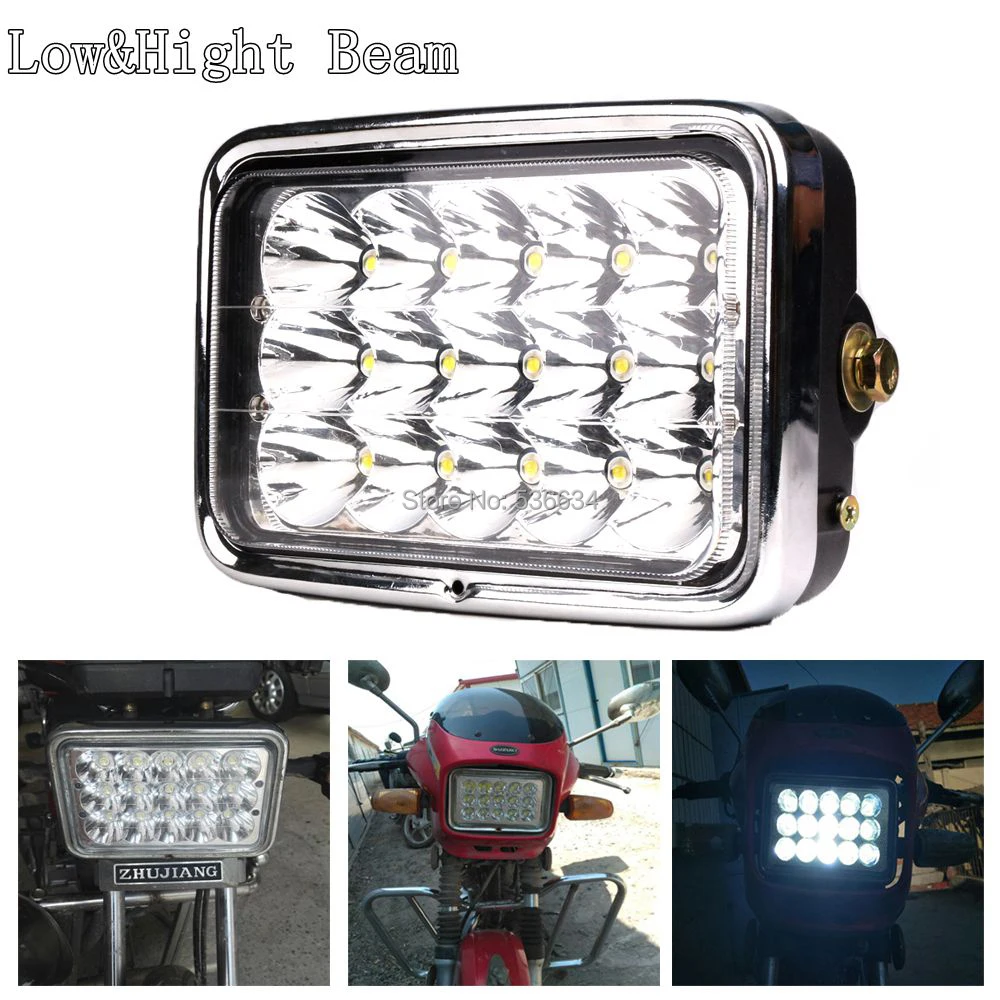 

5"45W LED Square Worklight Low/High Beam Plus Square Lamp Shell Mounting Bracket for Motorcycle