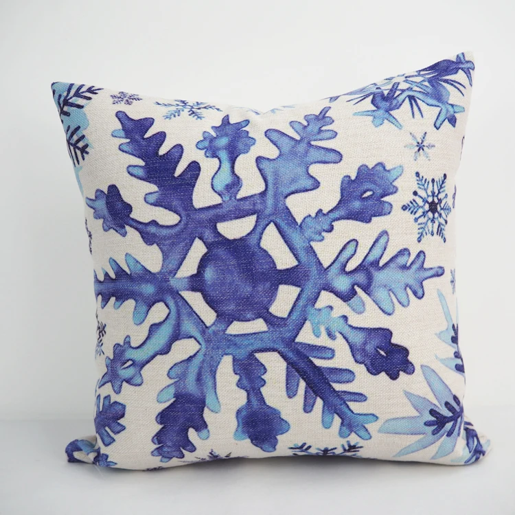 Merry Christmas theme throw pillow blue Snowflake printed throw pillow