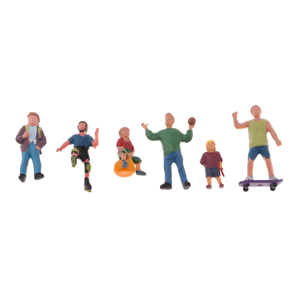 1/87 Painted Player People Figures Model HO OO Scale Layout for Sand Table Decoration