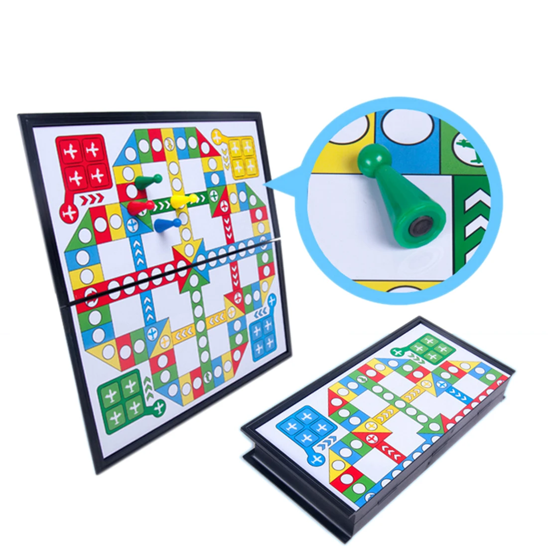 

Portable Folding Board Magnetic Flight Chess Flying Chess Set Game Play Toy Board Game Party Fun Family - Color Random