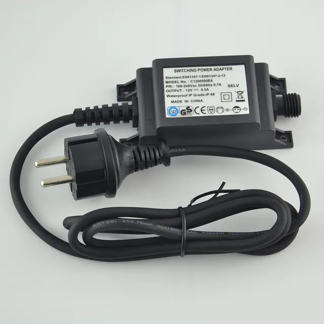 Hot PVC LED Light Outdoor IP68 Waterproof power supply adapter AC 100V 240V DC 12V 0.5A EU plug