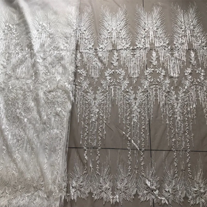 

1Yard White Wedding Dress Fabrics African Lace Flowers Mesh Net Embroidery Textile Material Patchwork Diy Cloth Fabric