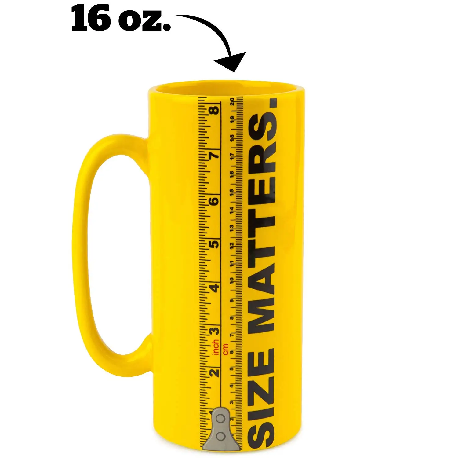 Кофейная кружка "размер имеет значение" пивная кружка керамическая линейка Высокая чашка вмещает 32 унции жидкости, желтый огромный керамический кляп для кофе