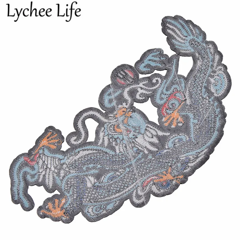 Разноцветные нашивки Lychee Life 2 шт. с вышитыми драконами в китайском стиле ручная