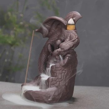 

Ceramic Backflow Incense Censer Dragon Castle Style Incense Cones Stick Holder for Home Decor TN99