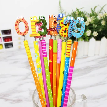 

10 Pcs/set Cartoon Colorful Animal Frog Number Design Wooden Pencils Office School Standard Pencils Gift Prize Stationery