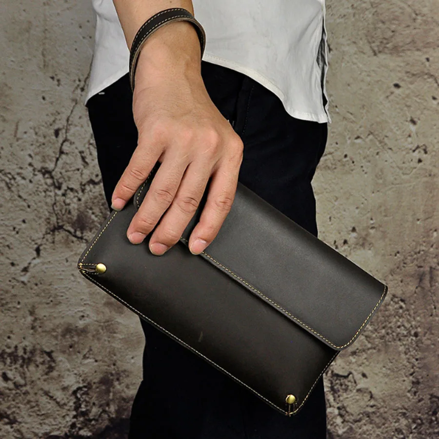 

Men's Crazy Horse Genuine Leather Cowhide Vintage Business Clutch Wrist Bag Luxury Hand Bag Wallet Phone bags DropShipping