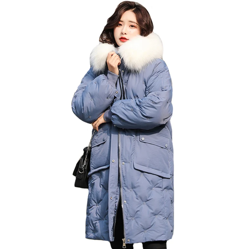 

High Quality 2019 Winter Jacket Women Korean Style Hooded With Fur Coat Long Warm Thicken Cotton Padded Female Parka