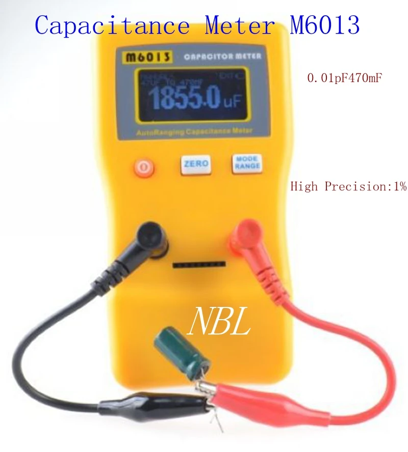 ФОТО Digital Capacitance Tester 0.01pF to 470mF LCD Auto-ranging Capacitance Meter M6013 With SMD Test Clip High Accuracy Up to 1%